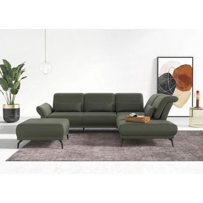 Ecksofa INOSIGN "Coco L-Form", grün (olive), B:294cm H:88cm T:242cm, 95% Polyester, 5% Polyamid, Sofas, Sitztiefen-, Arm- und Kopfteilverstellung, Cord-Bezug, Fußhöhe 15 cm Image