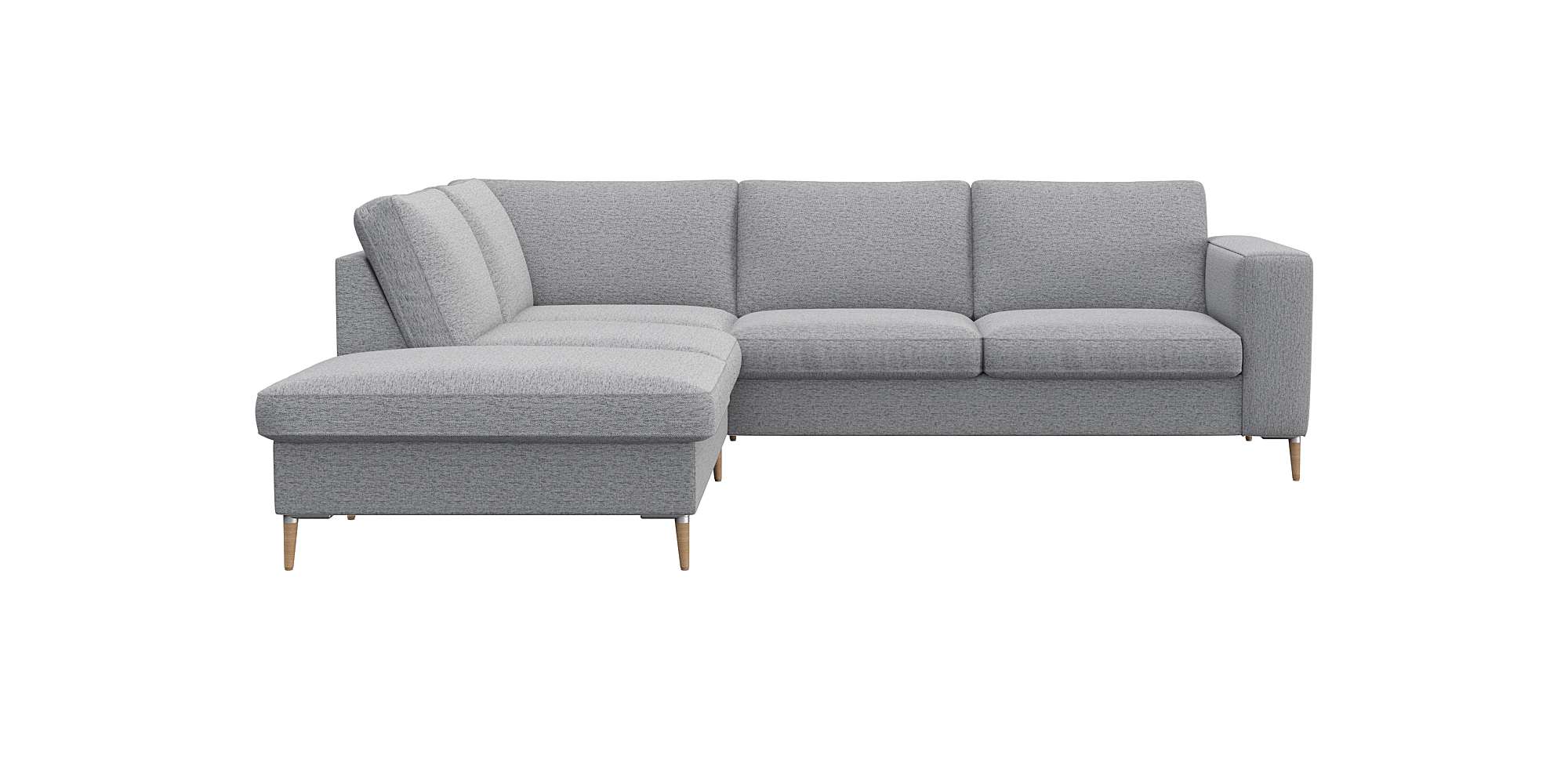 Ecksofa FLEXLUX "Fiore, L-Form", grau (sophisto gre), B:241cm H:85cm T:225cm, 100% Polyester, Sofas, Ecksofa, breite Armlehnen, Füße Alu/Eiche, B/T 241/225 cm, Kaltschaum im Sitz Image