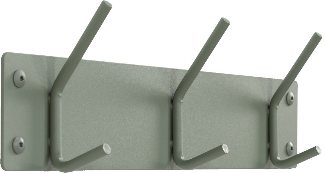 Garderobenhaken SPINDER DESIGN "FUSION 3", grün (dusty grün), B:40cm H:12cm T:6cm, Stahl, Garderobenhalter, Garderobenhaken, Wandgarderobe aus Stahl im Skandinavischen Stil mit 5 Haken