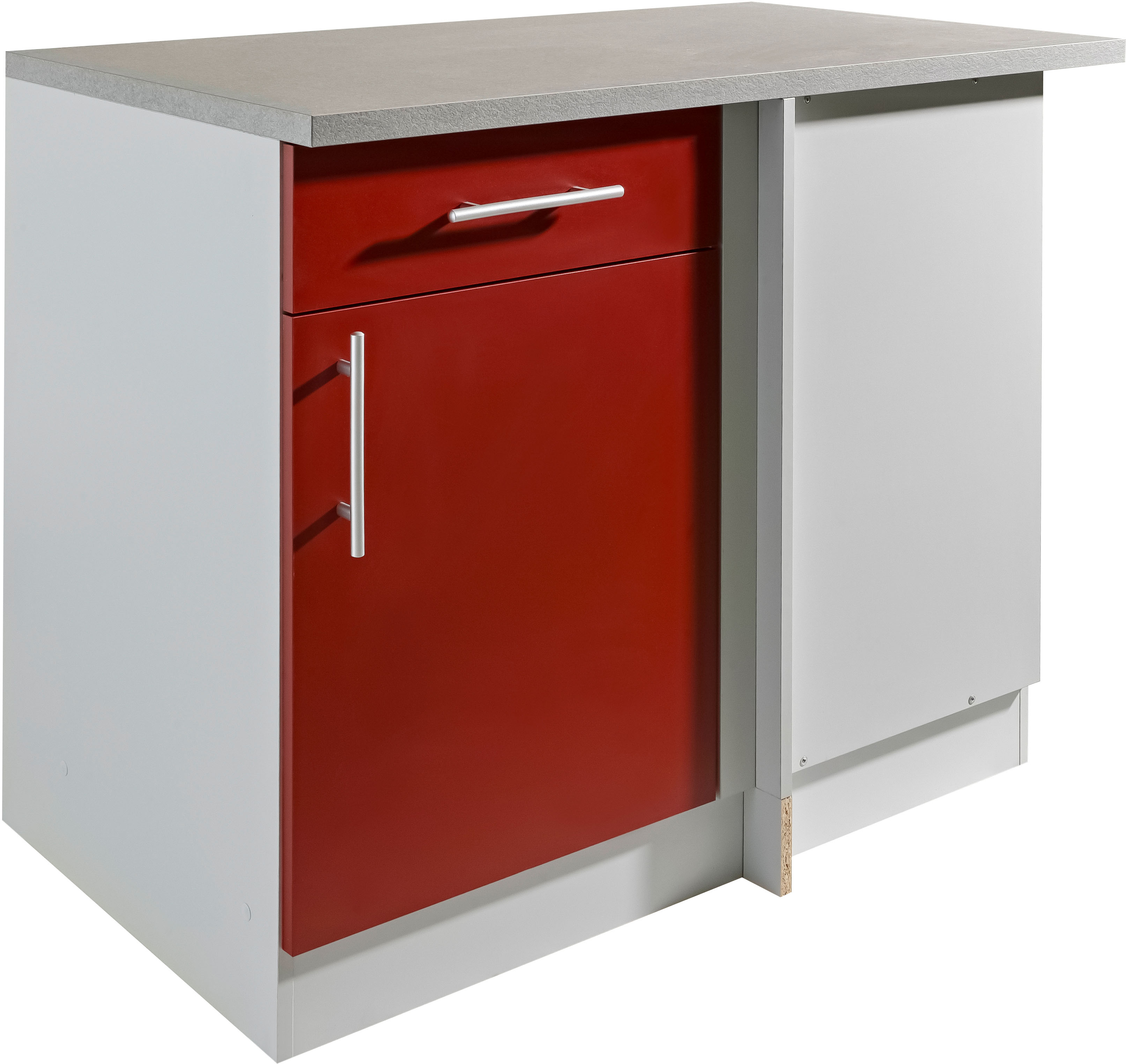 Eckunterschrank WIHO KÜCHEN "Kiel", front und korpus: burgund, arbeitsplatte: canvas grau, B:110cm H:85cm T:60cm, Schränke, 110 cm breit Image