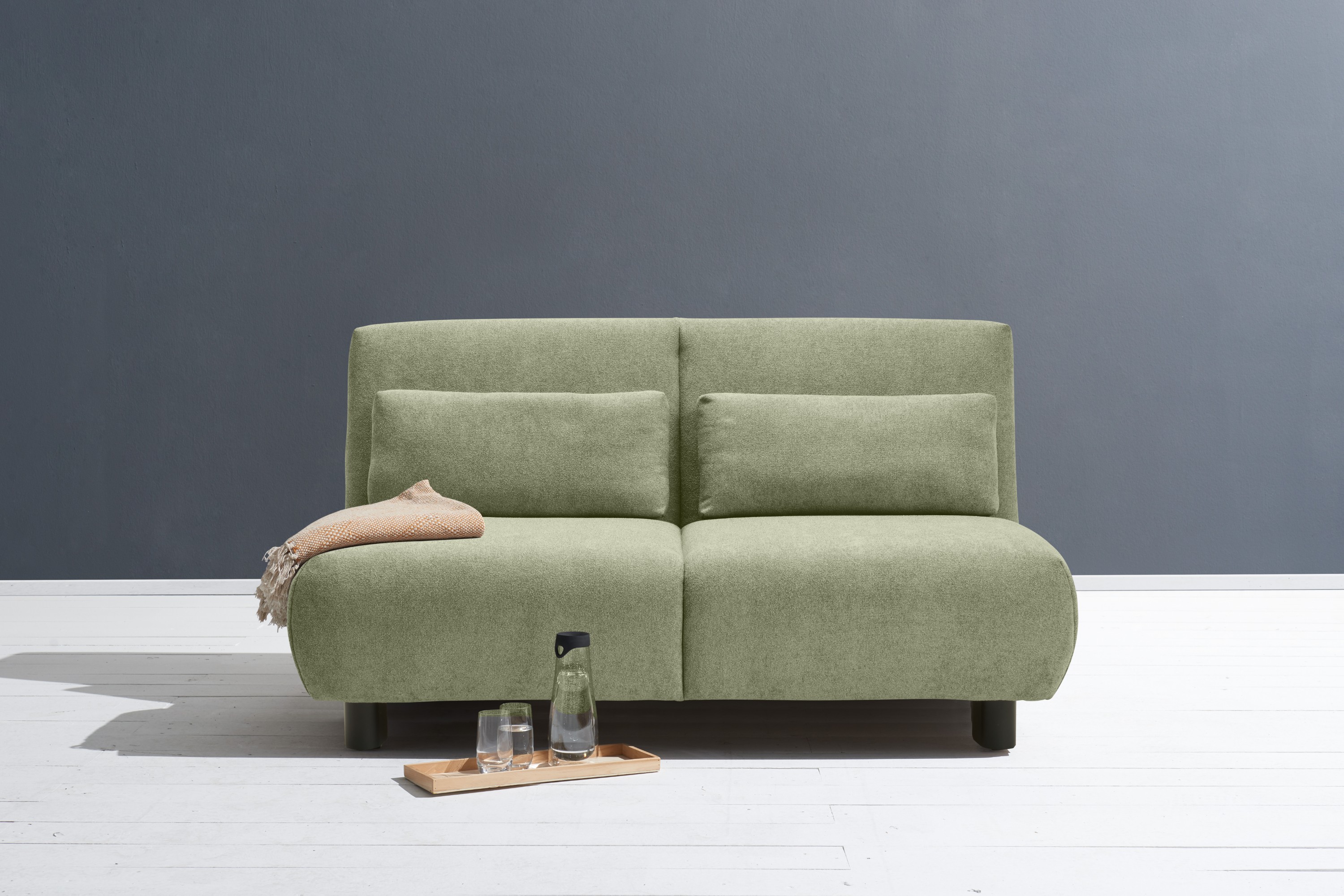 Schlafsofa ELL + ELL "Minou", grün (hellgrün), B:160cm, Sofas, Schlafsofa