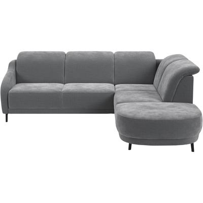 Ecksofa SIT & MORE "Blues L-Form", grau (stone), B:258cm H:93cm T:249cm, 100% Polyester, Sofas, wahlweise mit Klapptisch und USB Image