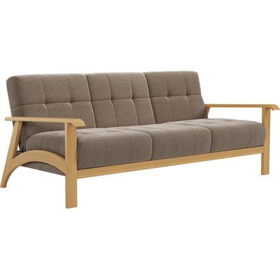 3-Sitzer SIT & MORE "Billund", braun (nougat), B:199cm H:88cm T:106cm, 95% Polyester 5% Polyamid, Sofas, Armlehnen aus eichefarbigem Buchenholz, verschiedene Bezüge und Farben Image