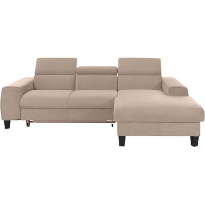 Ecksofa COTTA "Morven L-Form mit Kopfteilverstellung", beige (natural), B:244cm H:72cm T:166cm, Microfaser PRIMABELLE (100% Polyester), Flachgewebe (100% Polyester), Samtvelours (100% Polyester), Sofas, Ecksofa Polstermöbel, wahlweise mit... Image