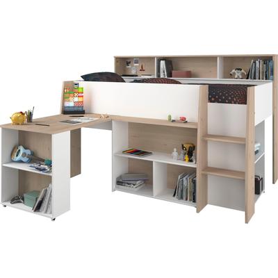 Kinderbett PARISOT "Lucas", weiß (23, weiß, 157, japanische eiche nachbildung), B:133cm H:140cm L:209cm, Betten