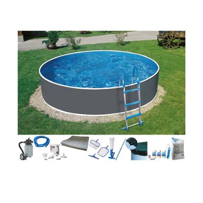 Rundpool KONIFERA "Standard", grau, H:120cm Ø:350cm, Schwimmbecken, Mit Stanzung in der Stahlwand für Einbauskimmer und Einlaufdüse Image