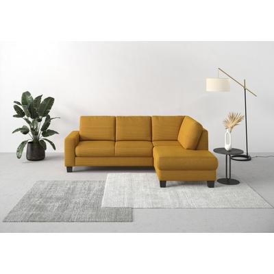 Ecksofa HOME AFFAIRE "Summer L-Form", gelb (mustard), B:236cm H:91cm T:170cm, 100% Polyester, Sofas, mit Ottomane, mit oder ohne Bettfunktion und Bettkasten, Cord-Bezug Image