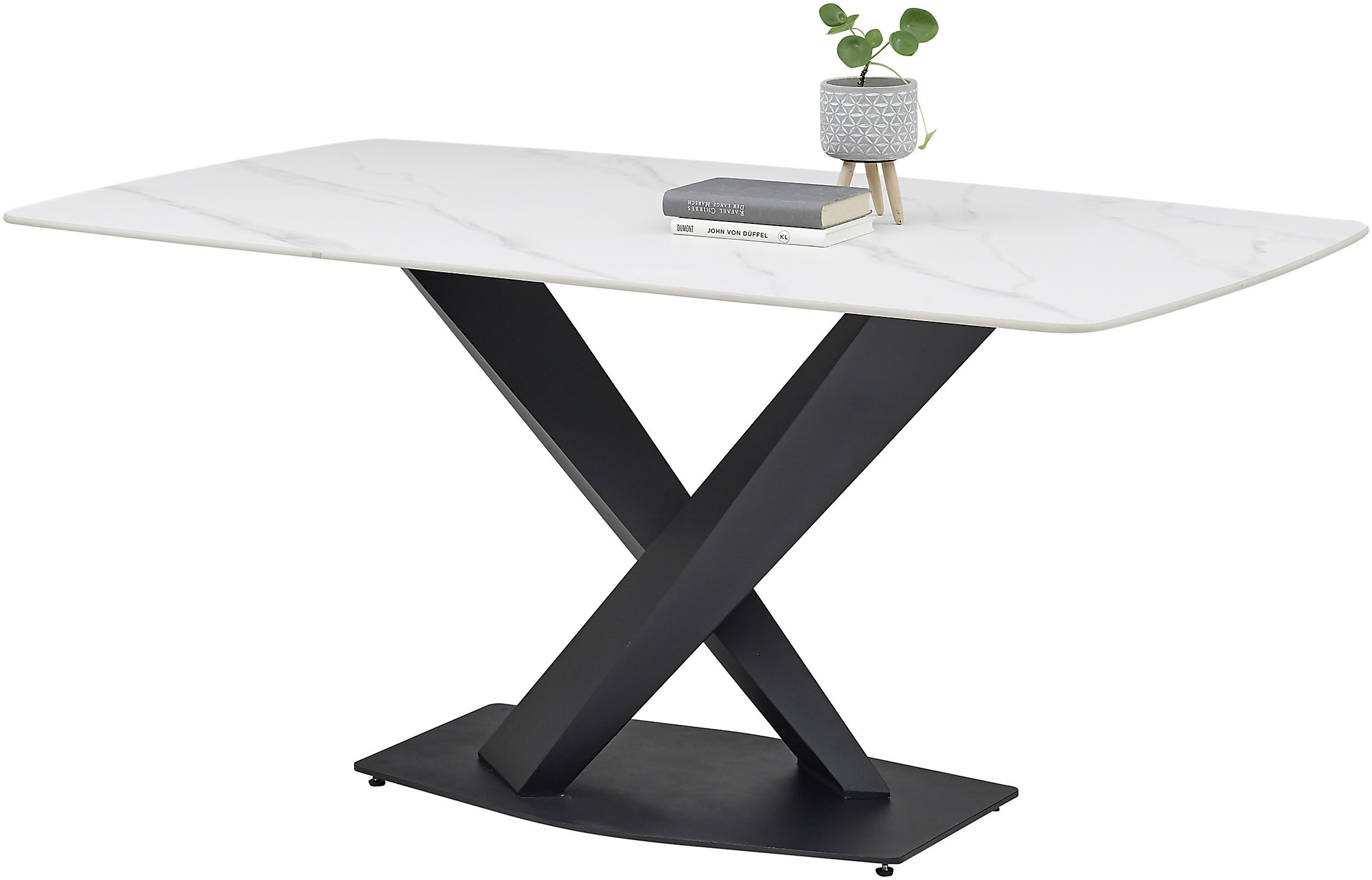 Esstisch STOLKOM "Ventura Esszimmertisch Keramik, Esstisch Keramik BxHxT 180x75x90 cm", schwarz-weiß (weiß, schwarz, schwarz, weiß marmoriert), H:75cm, Tische, Keramikoberfläche abgerundete Ecken, Metallgestell schwarz matt