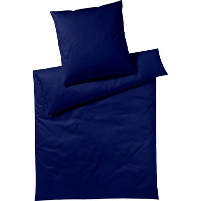 Bettwäsche YES FOR BED "Pure & Simple Uni in Gr. 135x200, 155x220 oder 200x200 cm", blau (marine), B/L: 200cm x 200cm, 2 St., Mako-Satin, B/L: 80cm x 80cm & 80cm x 80cm, Mako-Satin, Obermaterial: 100% Baumwolle, Bettwäsche, Bettwäsche aus Baumwolle,... Image