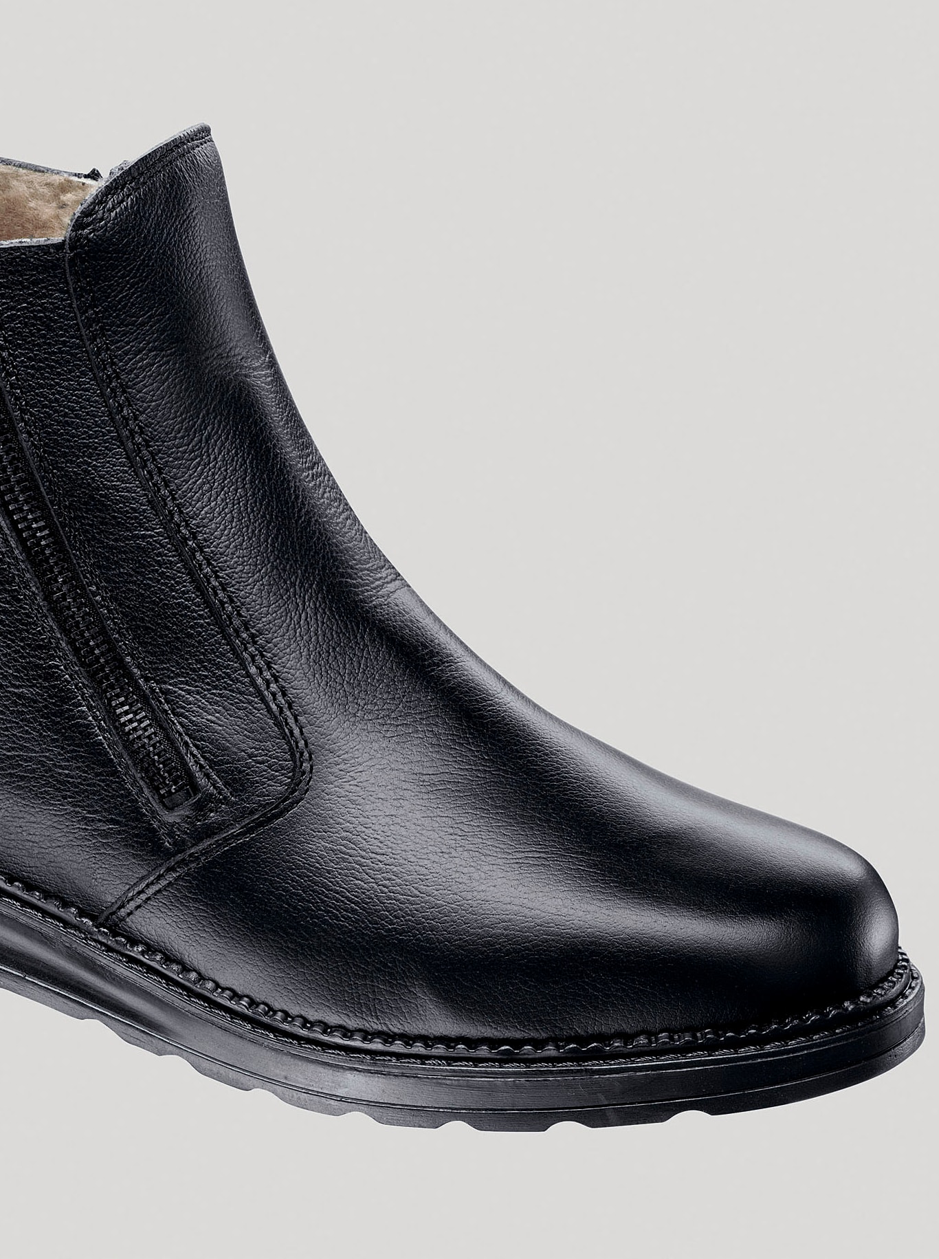 Reißverschlussstiefel HELIX, Herren, Gr. 39, schwarz, Glattleder, Schuhe