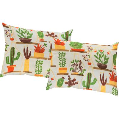 Dekokissen WIRTH "Oakham" Gr. 2, orange (natur, terrakotta, bedruckt), B:50cm L:50cm, Polyester, Dekokissen_Sitzkissen_Kissenhüllen, Kissenhülle ohne Füllung, 2 Stück Image