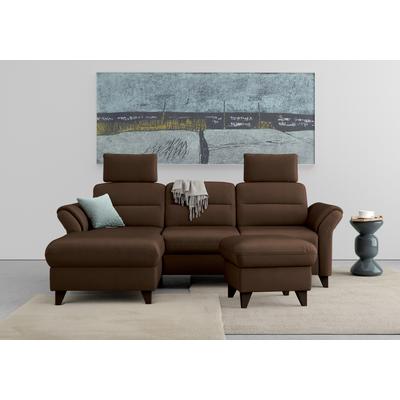 Ecksofa SIT & MORE "Mellum L-Form", braun (dunkelbraun), B:250cm H:87cm T:163cm, 100% Polyester, Sofas, Federkern, wahlweise mit Bettfunktion, Bettkasten und Armteilfunktion Image