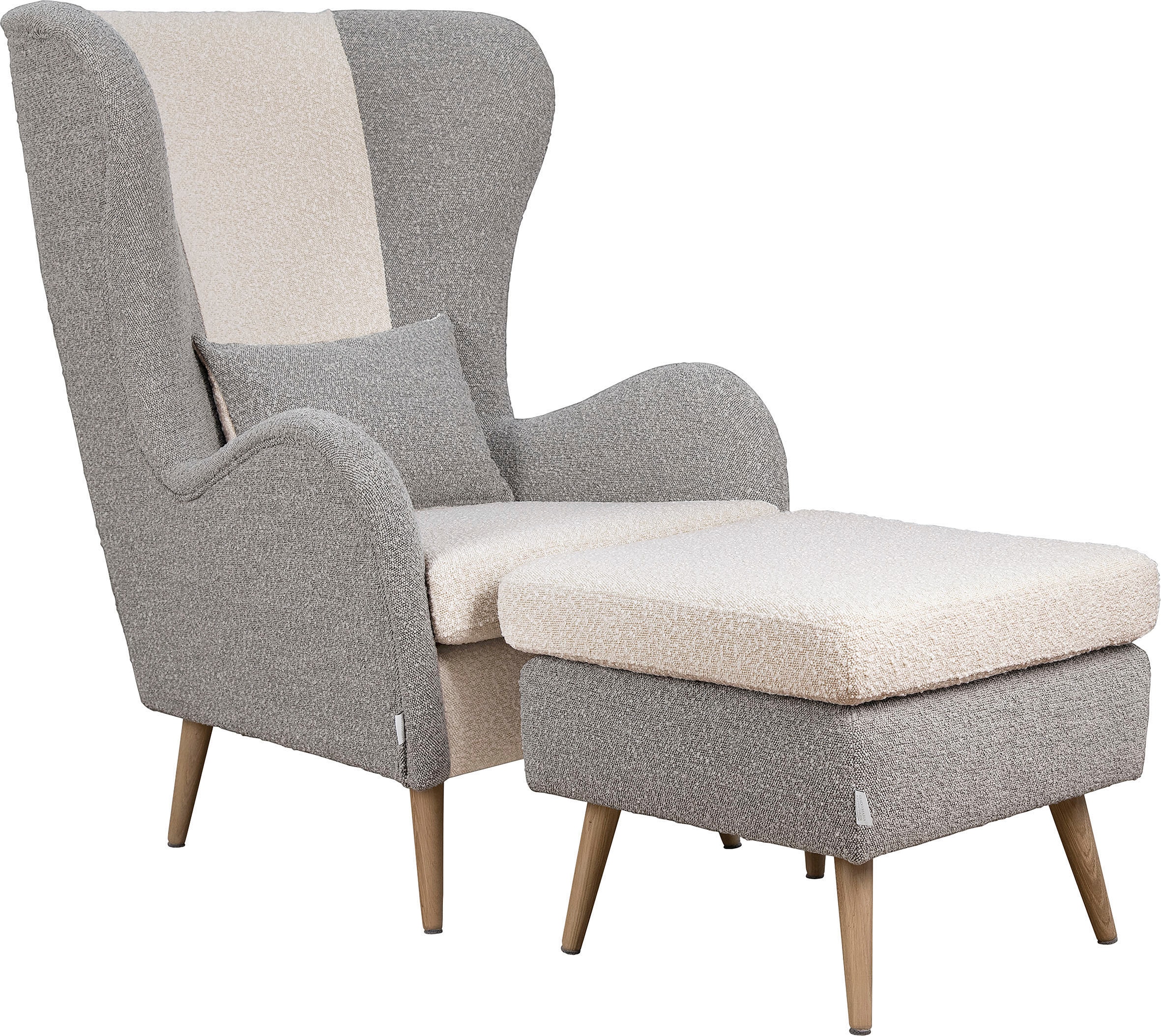 Sessel HOME AFFAIRE "Salla Bezug Bouclé oder Struktur fein, Ohrensessel", beige (creme, taupe), B:78cm H:118cm T:94cm, 100% Polyester, Sessel, Ohrensessel ohne Hocker Ohrensessel mit Hocker Einzelsessel, wahlweise mit oder ohne Hocker; großer...