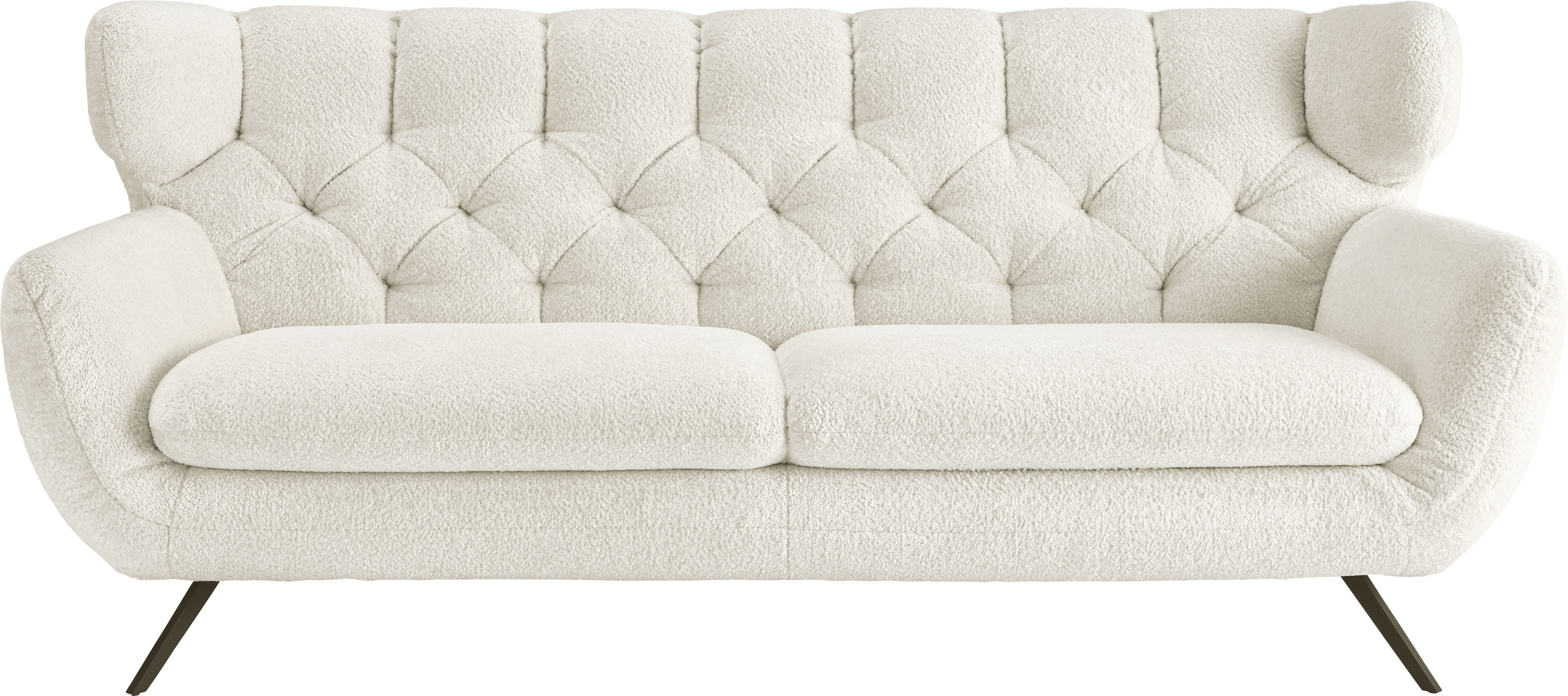 3-Sitzer 3C CANDY "Beatrice, extravagantes Megasofa, bequem, Küchensofa", weiß, B:225cm H:94cm T:95cm, 100% Polyester, Sofas, mit Rückensteppung im Rautenmuster, Samt Optik, auch in Fellimitat