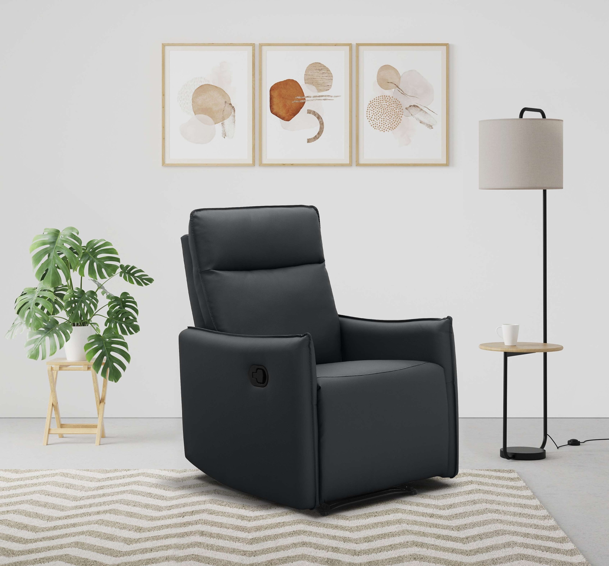 Relaxsessel DOREL HOME "Lugo, TV-Sessel, Sessel Wohnzimmer mit Schlaffunktion", schwarz, B:71cm H:102cm T:86cm, 100% Polyurthan, Sessel, Loungesessel mit manueller Relaxfunktion