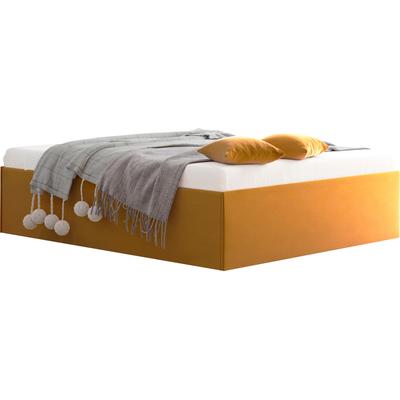 Polsterbett "Amrum", gelb (sonnengelb), B:205cm L:205cm, Bezug Glanzvelours, 100% Polyester, Polsterung 100% Polyester, Gestell Holzwerkstoff, WESTFALIA SCHLAFKOMFORT, Betten, in Samtvelours ohne Kopfteil, mit und ohne Bettkasten erhältlich Image