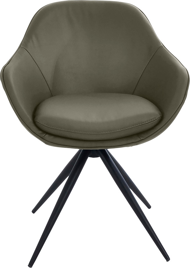 Drehstuhl K+W KOMFORT & WOHNEN "ZOOM", beige (zypresse 21), B:60cm H:83cm T:57cm, Stühle, 4-Fuß Drehstuhl mit Gestell aus Metall schwarz Struktur