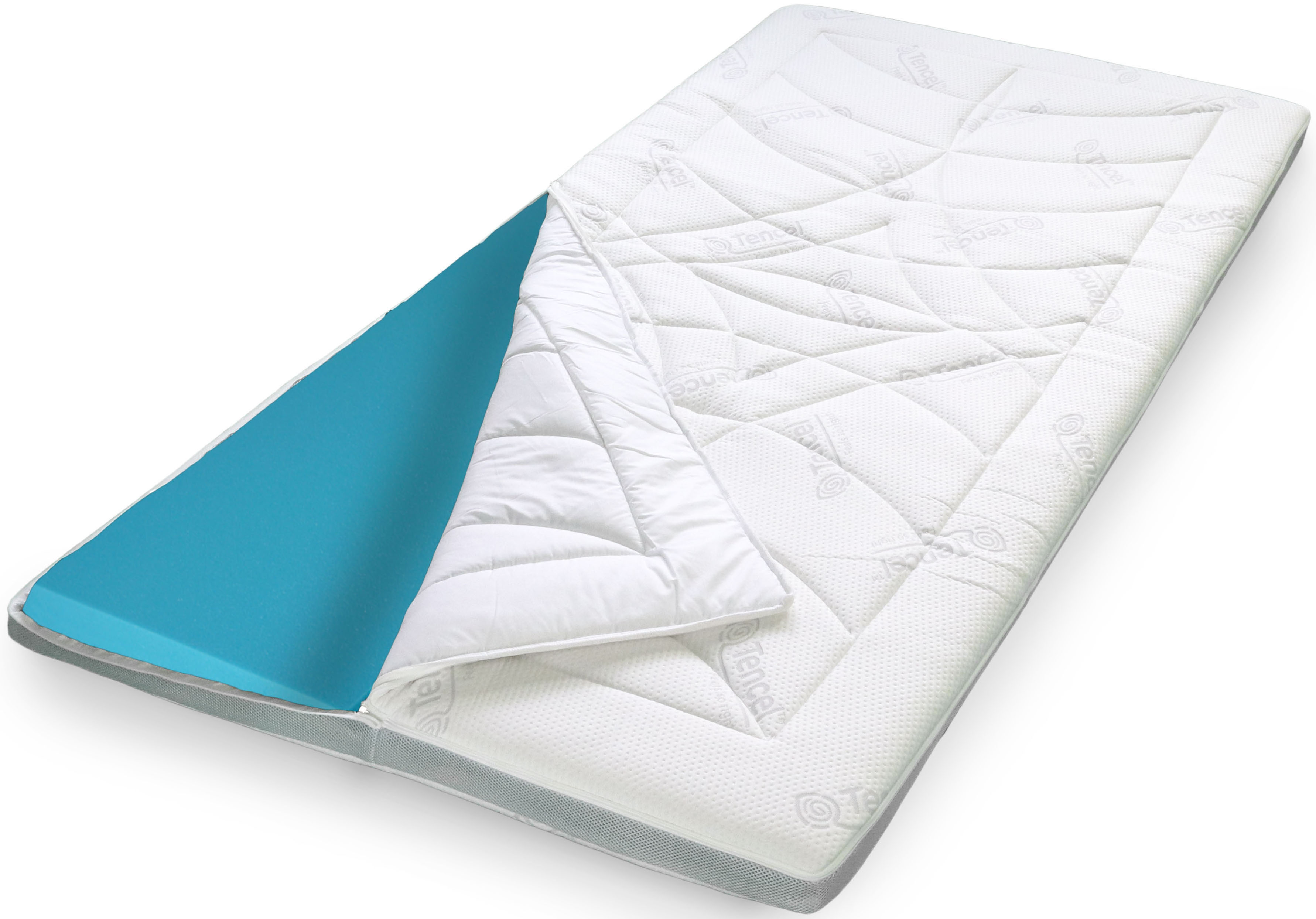 Topper STENDEBACH "Softtop Luxus TENCEL™ G-Cozy, 90x200, 180x200 cm und weitere Größen", grau, B:200cm H:8cm L:220cm, Gelschaum, Topper, Allergiker geeignet (Hausstauballergiker), Temperaturausgleichend Image