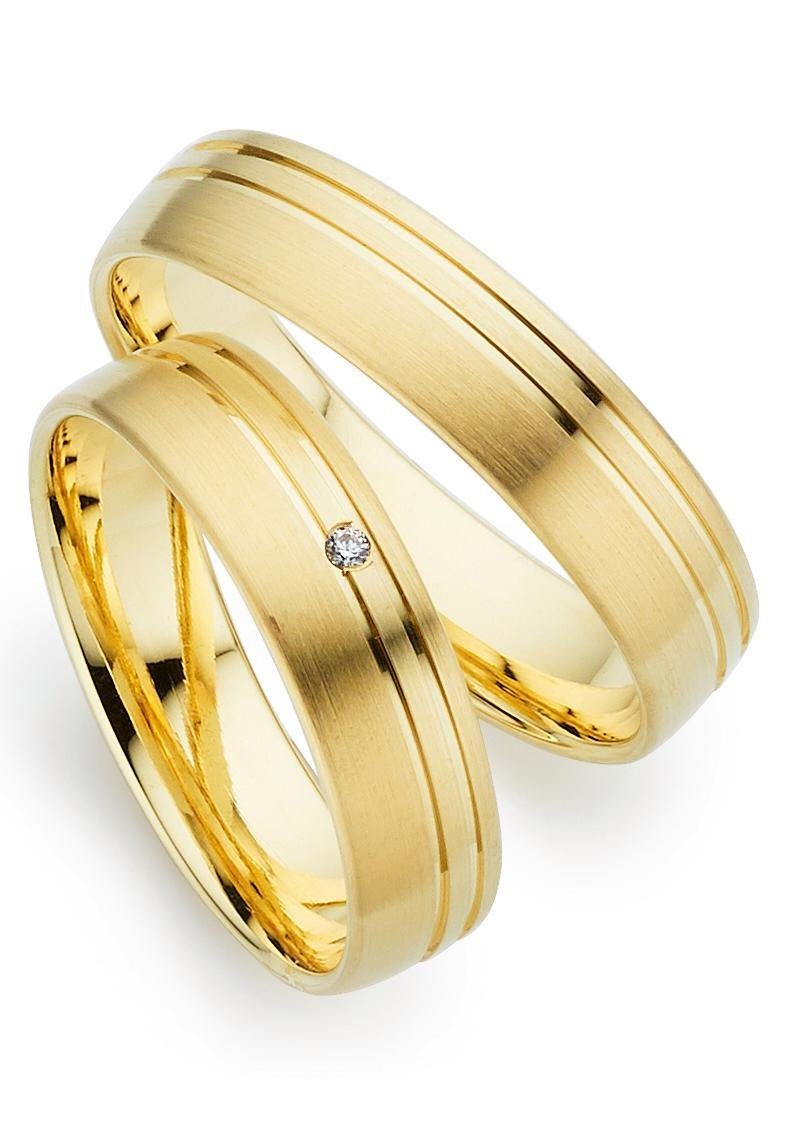 Trauring PHÖNIX "Schmuck Geschenk Gold 333 Trauring Ehering LIEBE versch. Varianten" Gr. 58, gold (gelbgoldfarben), Fingerringe, 58, ohne Brillant, Gelbgold 333, 5mm, Made in Germany, wahlweise mit oder ohne Brillant Image