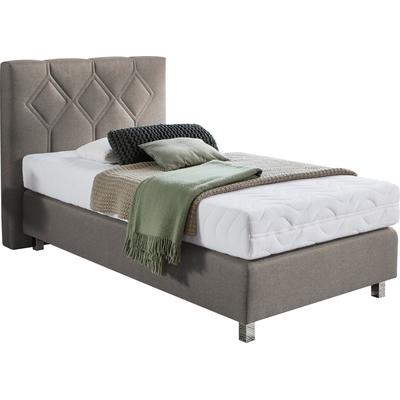 Boxspringbett "Phönix", beige (schwarz, beige), B:115cm L:210cm, Bezug Bett: Microvelours (100% Polyester) oder Feinstruktur (100% Polyester), Bezug Bonnell-Federkernmatratze: 100% Polyester, Bezug Kaltschaummatratze: 100% Polyester, Bezug... Image