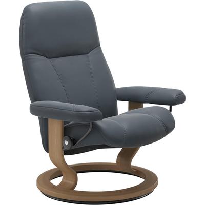 Relaxsessel STRESSLESS "Consul", blau (atlantic blau batick), B:72cm H:94cm T:70cm, Leder BATICK: BATICK ist ein leicht korrigiertes, durchgefärbtes und genarbtes Möbelleder, bei dem die meisten Unebenheiten und Spuren in der Regel entfernt wurden.,... Image