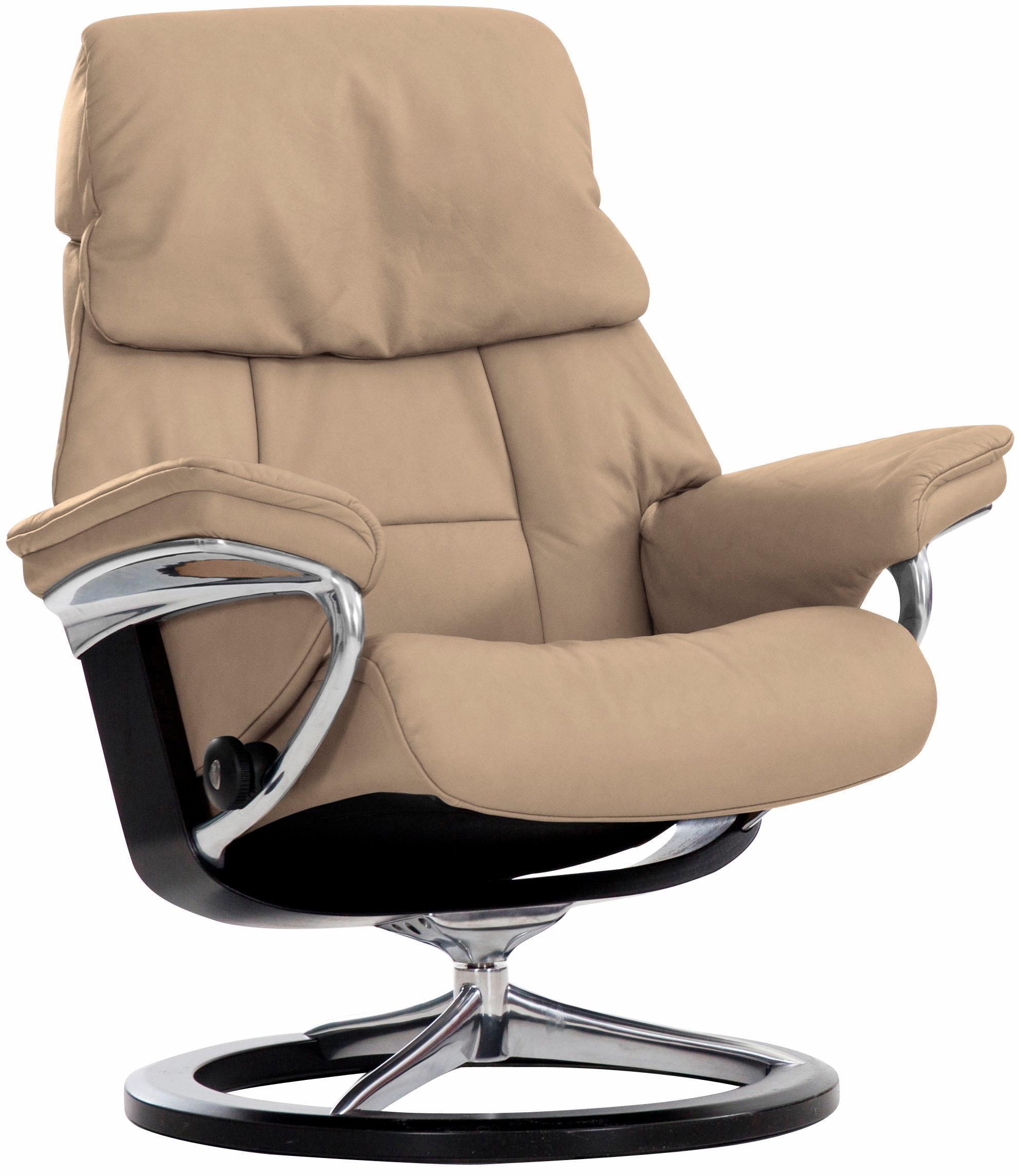 Relaxsessel STRESSLESS "Ruby", braun (latte batick), B:76cm H:100cm T:75cm, Leder PALOMA: durchgefärbtes Semianilin-Möbelleder;Leder BATICK: durchgefärbtes und genarbtes Möbelleder, Sessel, Relaxsessel, mit Signature Base, Größe S, Gestell Eiche,...