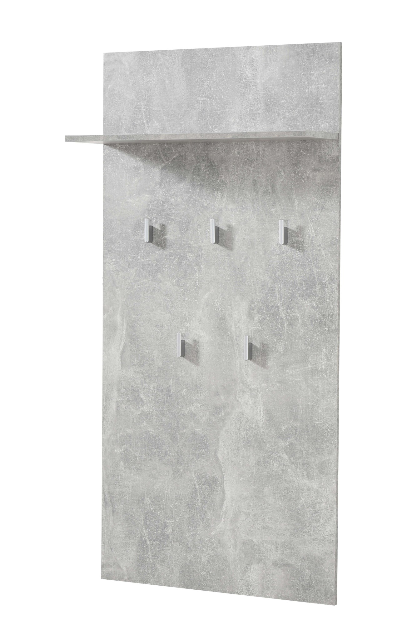 Garderoben-Set INOSIGN "Como", weiß (weiß, betonoptik), B:132,5cm H:195cm T:35cm, Glas, Hartfaserplatte, Holzwerkstoff, MDF, Metall, Kastenmöbel-Sets, inkl. Schuhschrank, Sitzbank, Garderobenpaneel und Spiegel Image