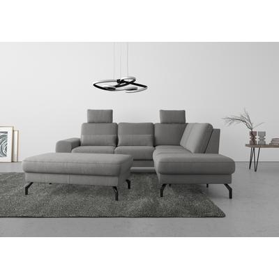 Ecksofa SIT & MORE "Cinturo L-Form", grau, B:260cm H:91cm T:226cm, Sofas, inklusive Sitztiefenverstellung und Federkern, Sitzhöhe 48 cm Image