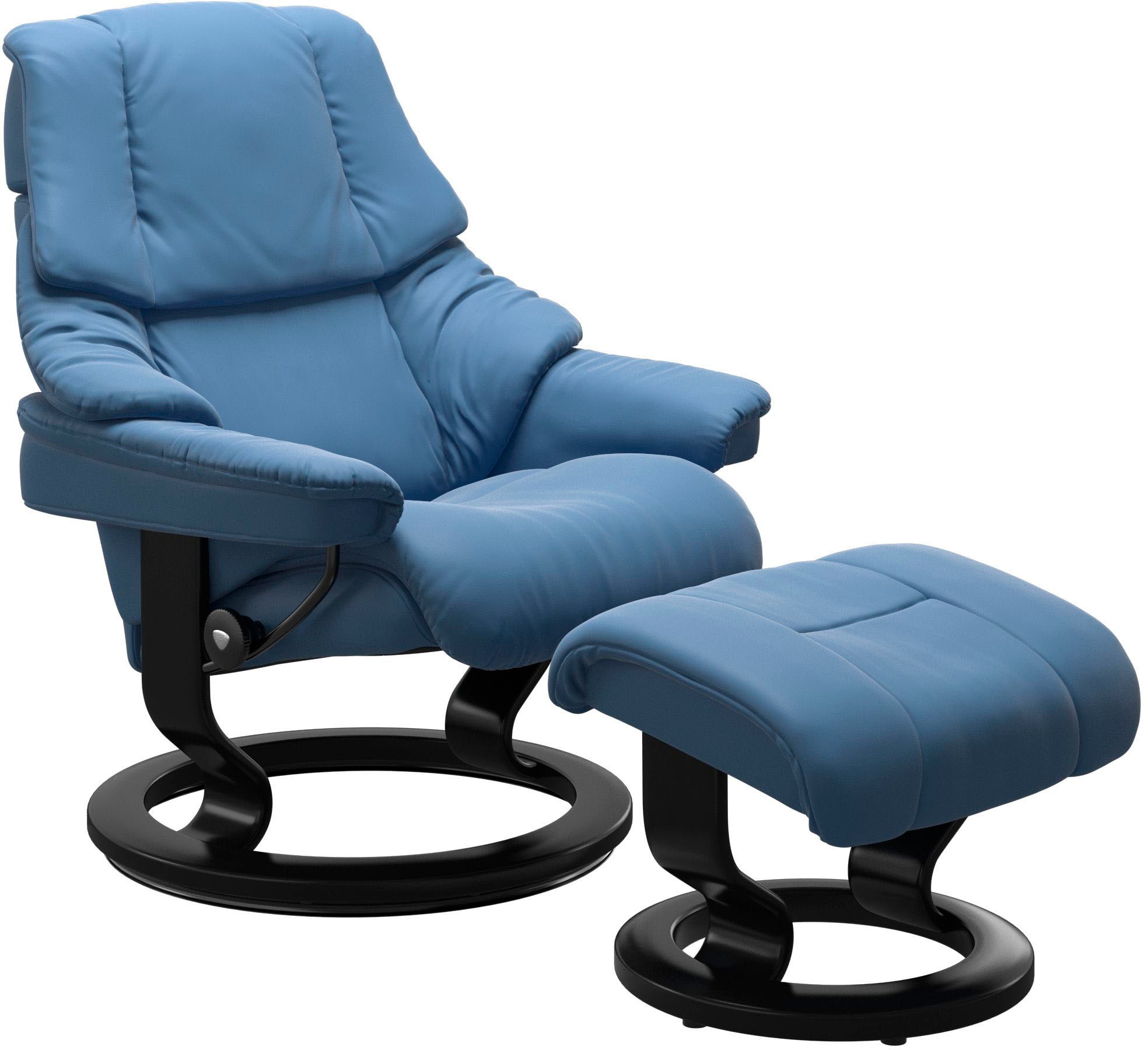 Fußhocker STRESSLESS "Reno", blau (lazuli blau), B:55 H:40 T:41, Hocker, mit Classic Base, Gestell Schwarz Image