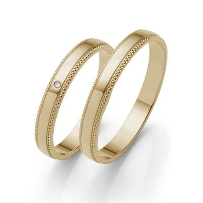 Trauring FIRETTI "Schmuck Geschenk Gold 375 Hochzeit Ehering "LIEBE" Gr. 53, gold (gelbgoldfarben), Fingerringe, 53, 0,005 ct SI = kleine Einschlüsse mit Brillant, Gelbgold 585, 3mm, Made in Germany, wahlweise mit oder ohne Brillant Image