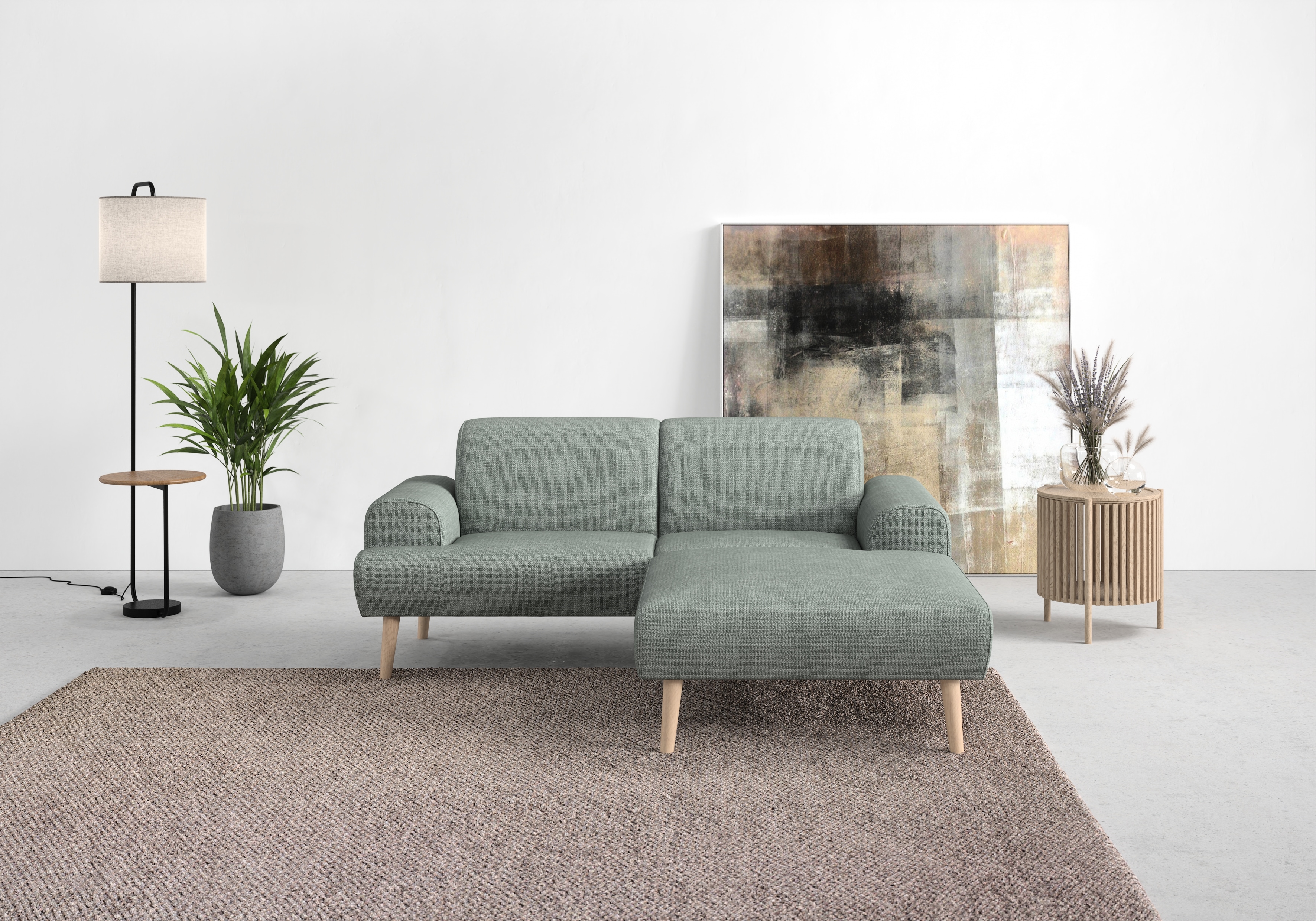 Ecksofa ANDAS "Swift Scandic Design, komfortabler Federkern, Breite 192cm, L-Form", grün (mint), B:192cm H:83cm T:176cm, 100% Polyester, Sofas, Federkern-Polsterung, B/T/H: 192/83/176 cm