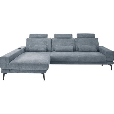 Ecksofa "SO 3600, inkl motor. Sitztiefenverstellung, Kopfstützen, Nierenkissen", blau (kama blau), B:293cm H:83cm T:180cm, 100% Polyester, SET ONE BY MUSTERRING, Sofas, Sitzhöhe 42 cm, Federkern, Breite 293 x Tiefe 180 cm, Kama silver Image