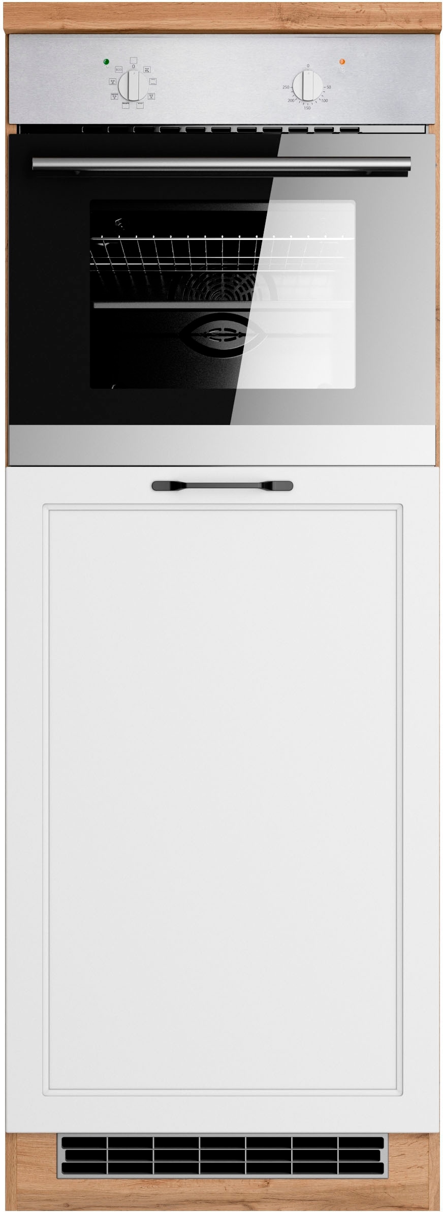 Backofen/Kühlumbauschrank KOCHSTATION "KS-Lana", weiß (matt weiß, wotaneiche), B:60cm H:166cm T:60cm, Holzwerkstoff, MDF, Schränke, Backofenumbauschrank Kühlschrankumbauschrank, Breite 60 cm Image