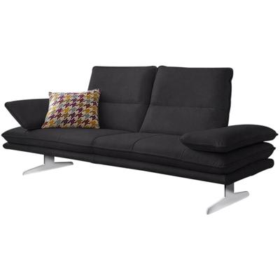 2,5-Sitzer W.SCHILLIG "broadway Designsofa mit hohem Sitzkomfort", grau (anthrazit s37), B:236cm H:94cm T:96cm, Stoff S37 (100% Polyester): Luxus-Microfaser in Lederoptik, Sofas, Sitztiefenverstellung, Kopfteil- & Seitenteilverstellung, Breite 236cm Image