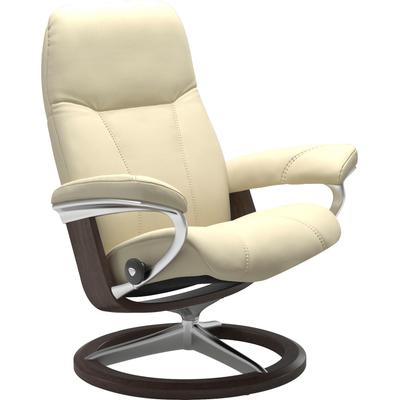 Relaxsessel STRESSLESS "Consul", beige (vanilla paloma), B:82cm H:102cm T:72cm, Leder BATICK: BATICK ist ein leicht korrigiertes, durchgefärbtes und genarbtes Möbelleder, bei dem die meisten Unebenheiten und Spuren in der Regel entfernt wurden.,... Image