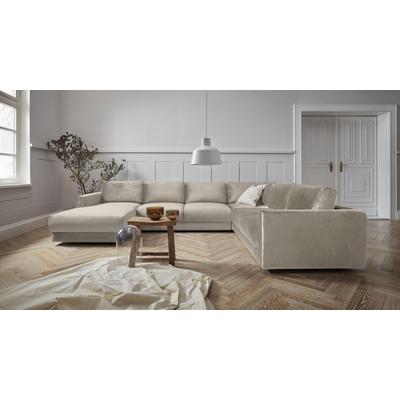 Wohnlandschaft ANDAS "Hobro U-Form", beige, B:348cm H:80cm T:270cm, Luxus-Microfaser Lederoptik (100% Polyester, Struktur grob (100% Polyester), Samtoptik (100% Polyester), Sofas, in 3 Bezugsqualitäten in vielen Farben, Design by Morten Georgsen Image