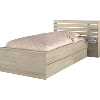Stauraumbett PARISOT "Escale", beige (157, japanische eiche nachbildung), kein Härtegrad, Betten, Jugendbett, inklusive 2 Schubkästen auf Rollen