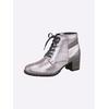 Schnürstiefelette HEINE, Damen, Gr. 36, grau (silbergrau), Leder, Glattleder, modisch, Schuhe