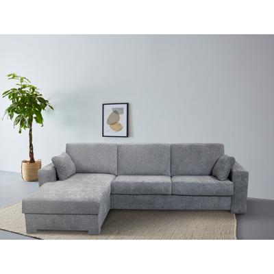 Ecksofa HOME AFFAIRE "Roma "L" Dauerschlaffunktion, mit Unterfederung", grau (hellgrau), B:300cm H:85cm T:173cm, 100% Polyester, Sofas, Matratzenhöhe 14cm,, Liegemaße ca 163x198 cm, L-Form Image