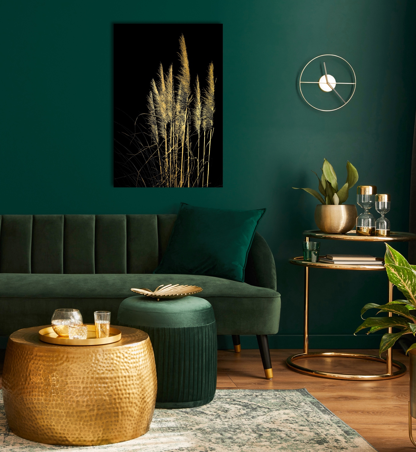 Acrylglasbild OTTO HOME "Pampas Gras - Acrylbilder mit Blattgold veredelt", gold (farbe bild(er): gold), B:40cm H:30cm, Bilder, Goldveredelung, Handgearbeitet, Gerahmt, Edel Image