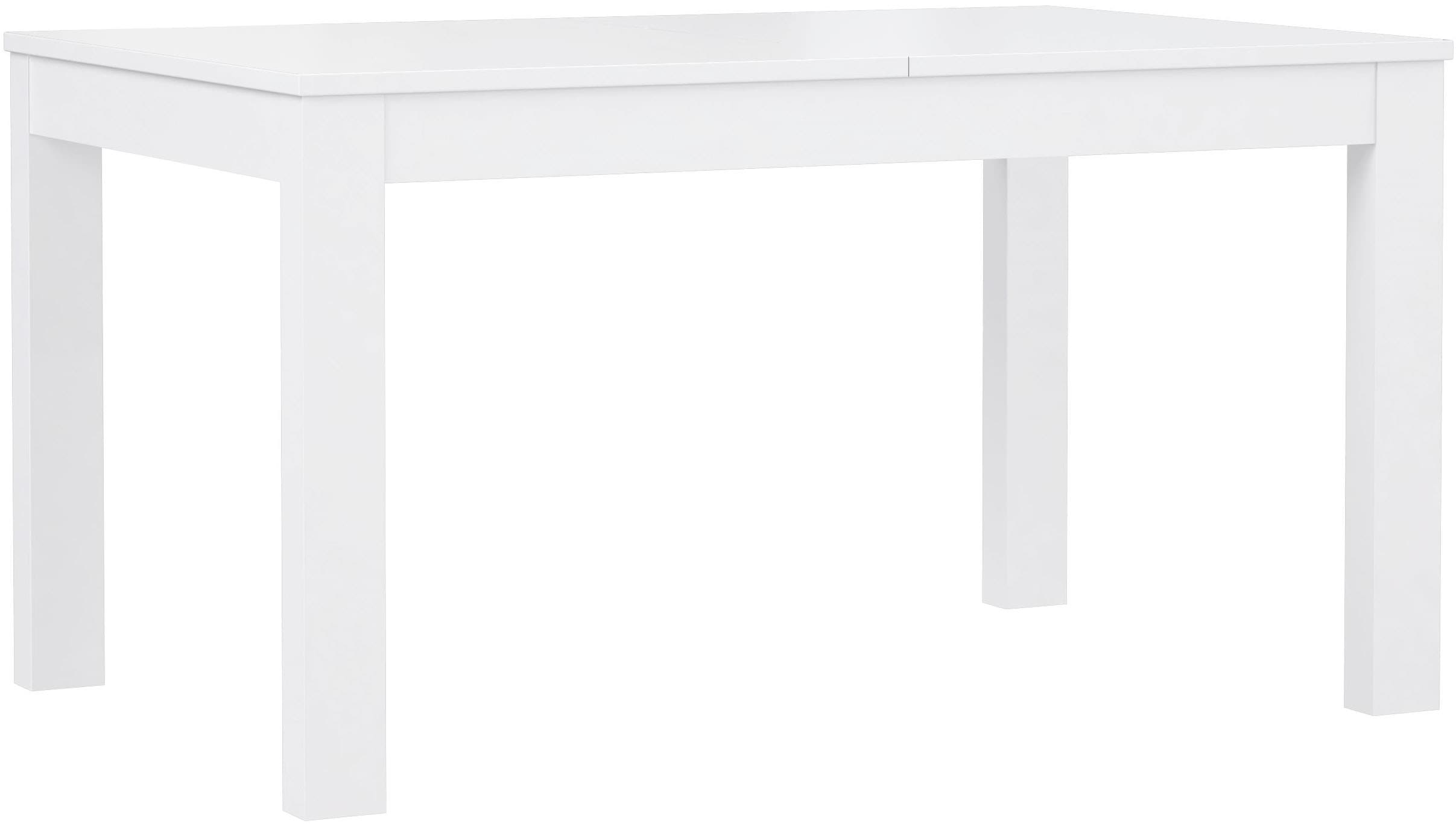 Esstisch FORTE "Attention", weiß (weiß, weiß hochglanz, weiß, weiß, weiß hochglanz), B:140cm H:76cm T:90cm, Tische, Esstisch, Esstisch, groß ausziehbar, Einlegeplatte innenliegend