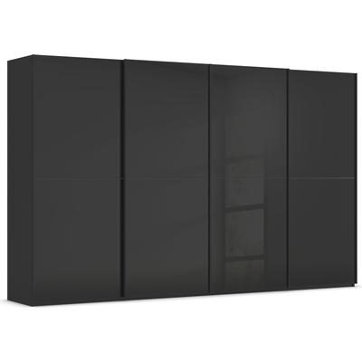 Schwebetürenschrank RAUCH "Kleiderschrank Schrank Garderobe Schlafzimmerschrank SCALE-DUO", schwarz (schwarz, glas schwarz, griffleisten schwarz), B:360cm H:223cm T:68cm, Holzwerkstoff, Schränke, edle zweigeteilte Türen Glas-Front mit 3 Zierleisten... Image