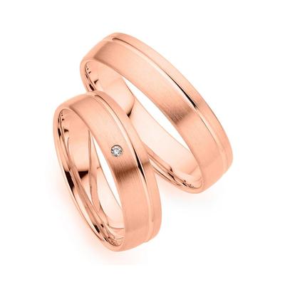 Trauring PHÖNIX "Schmuck Geschenk Gold 333 Trauring Ehering LIEBE versch. Varianten" Gr. 61, rosa (roségoldfarben), Fingerringe, 61, 0,01 ct SI = kleine Einschlüsse mit Brillant, Roségold 333, 5,0mm, Rosu00e9gold 333, Made in Germany, wahlweise mit... Image