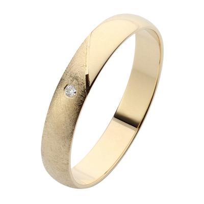 Trauring FIRETTI "Schmuck Geschenk Gold 375 Hochzeit Ehering Trauring "LIEBE" Gr. 20, gold (gelbgoldfarben), Fingerringe, 20, 0,01 ct SI = kleine Einschlüsse mit Brillant, Gelbgold 585, 3,5mm, Made in Germany, wahlweise mit oder ohne Brillant Image
