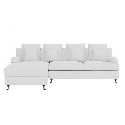Ecksofa "NORIN L-Form", weiß, B:296cm H:92cm T:180cm, 93% Polyester, 6% Acryl, 1% Baumwolle, GUIDO MARIA KRETSCHMER HOME & LIVING, Sofas, zwei Fußarten: vorne - Rollen, hinten - Holzfüße Image