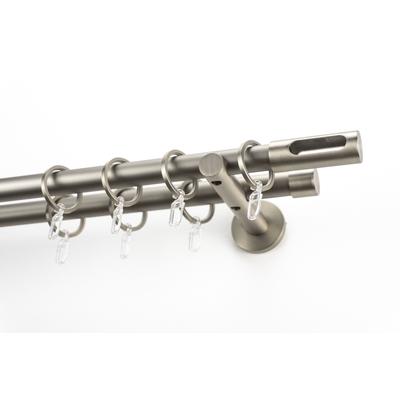 Gardinenstange GARESA "EASY", gold (aluminiumfarben, nickelfarben), B:65cm L:190cm Ø:20mm, Aluminium, Gardinenstangen, Vorhanggarnitur, verlängerbar, Endk. M. Ausschnitt, Alu, m. Ringe Image