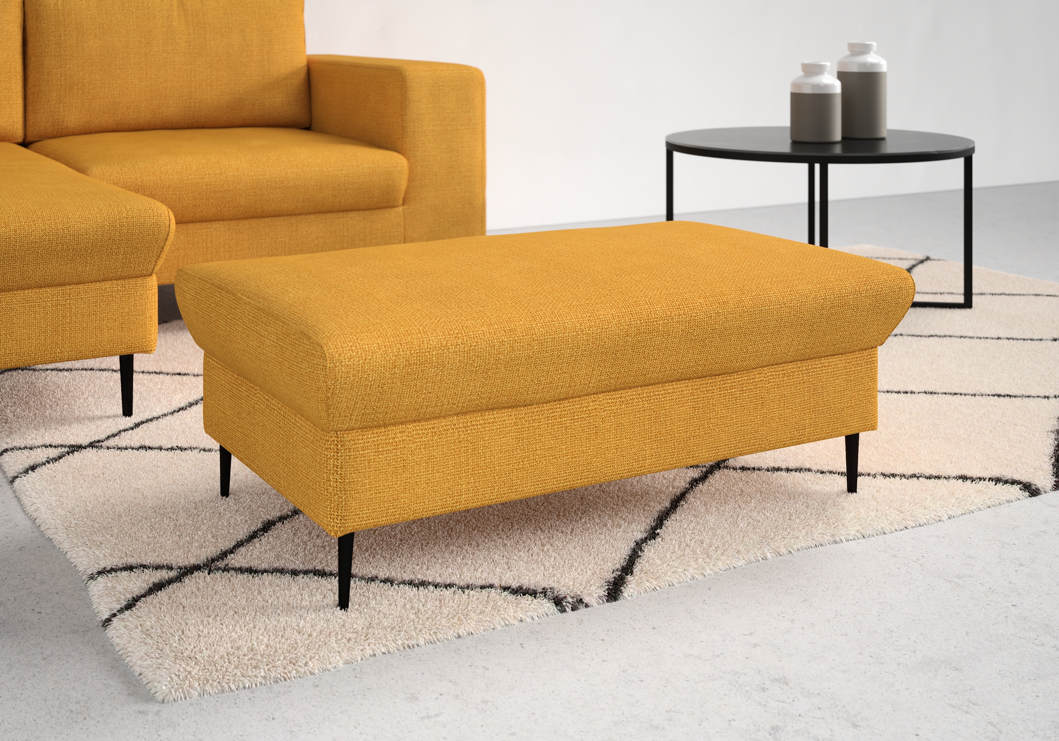 Sitzhocker DOMO COLLECTION "Modica", gelb (curcuma), B:99cm H:42cm T:65cm, Hocker, Sitzhocker, passend zur Serie, auch in Cord