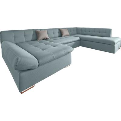 Wohnlandschaft TRENDMANUFAKTUR "Reggae II, inkl. Armlehnenverstellung, zeitlos modern, bequem, U-Form", grün (salbei), B:298cm H:78cm T:206cm, Struktur fein ( 100% Polyester), Struktur (100% Polyester), Luxus-Microfaser (100% Polyester), Sofas,... Image