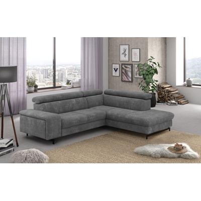 Ecksofa COTTA "Emma L-Form", grau (steel), B:262cm H:97cm T:215cm, Sofas, mit Kopfteilverstellung, wahlweise mit Bettfunktion & Bettkasten Image