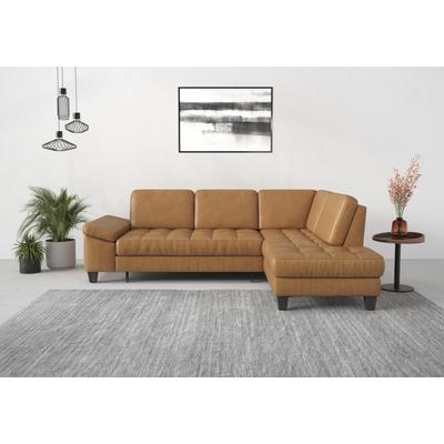 Ecksofa SIT & MORE "Westham L-Form", braun (cognac), B:261cm H:88cm T:179cm, 100% Polyester, Sofas, mit Ottomane, mit oder ohne Bettfunktion, Bettkasten, Verstellung Image